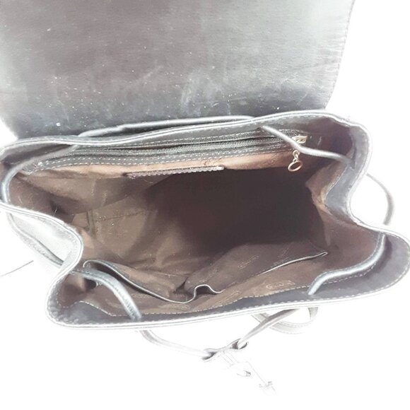 Coach Black Leather Vintage Backpack With Drawstring & Buckle Closure Adjustable - Picture 11 of 11